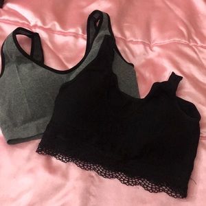 Lot of 2 sports bras lounger grey black lace